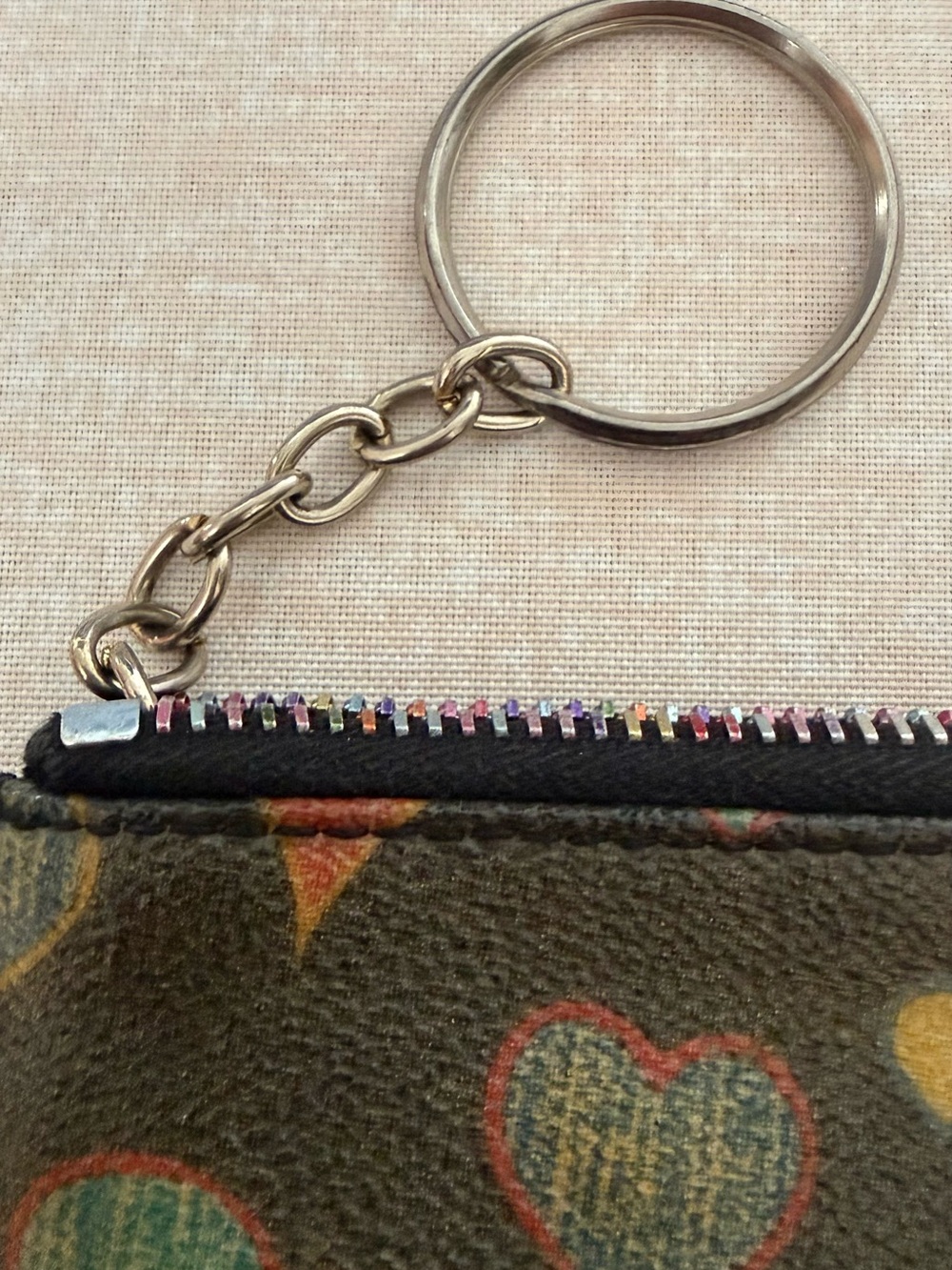 Dooney & Bourke Brown Multicolor Heart Key Card Holder - Picture 3 of 4